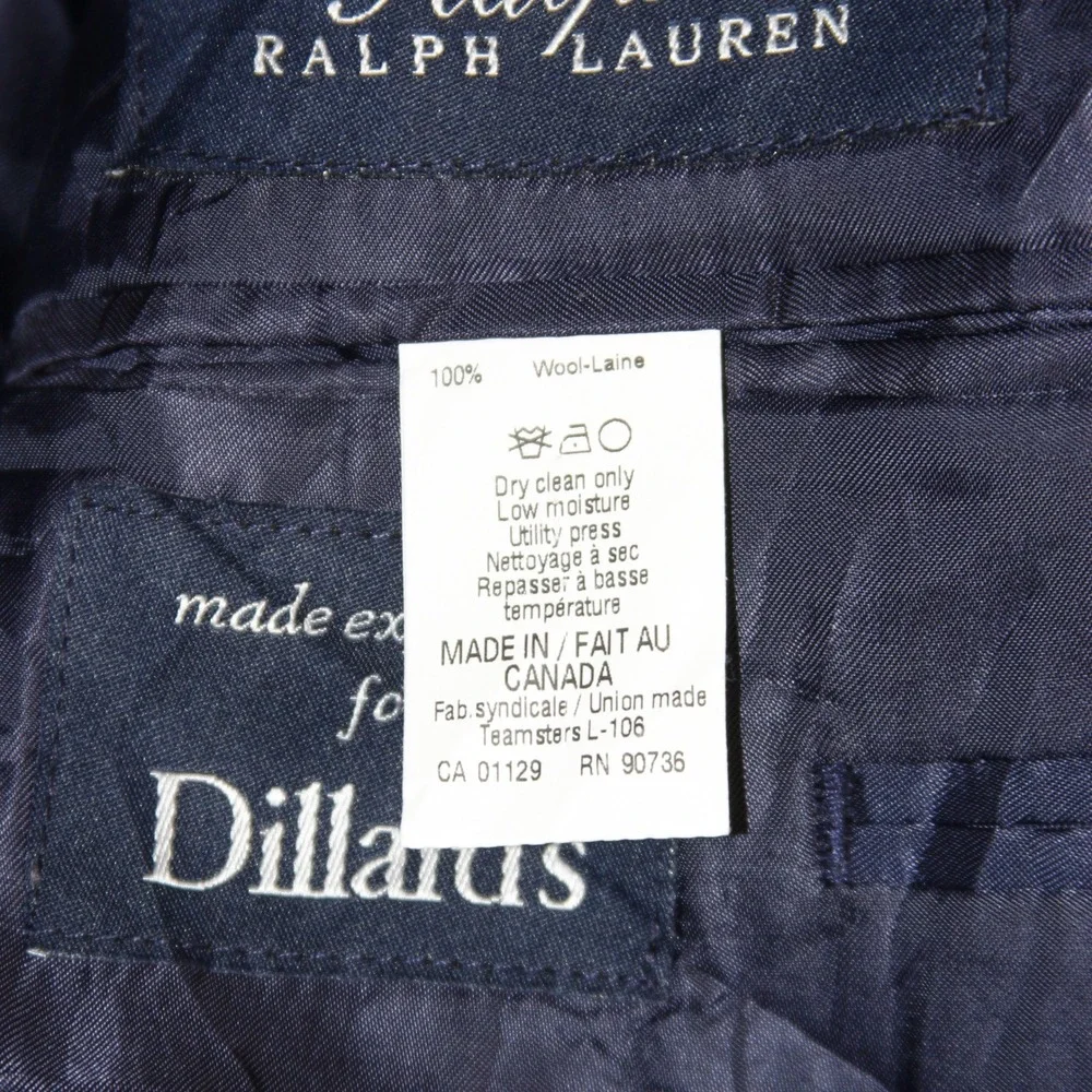 Ralph Ralph Lauren Blazer Mens 42R Navy Wool‎ Pinstripe Made for Dillards